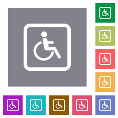Handicapped parking square flat icons