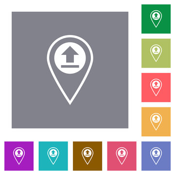 Upload GPS map location square flat icons