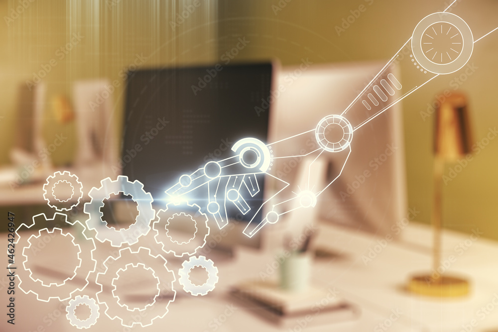 Aufkleber creative concept of robotics technology on modern laptop background. robot development and automatio