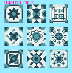 Pattern vector tiles traditional textures ornamental ceramics Spanish Portuguese Mexican Arabic Moroccan Italian colonial hydraulic majolica Turkish azulejos baldosas losetas racholas cerámicas