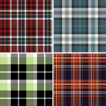 Scottish tartan plaid fabric vector seamless pattern collection