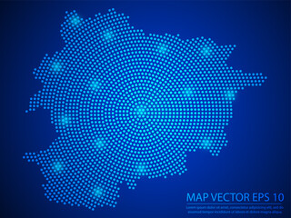 Abstract image Andorra map from point blue and glowing stars on Blue background.Vector illustration eps 10.