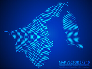 Abstract image Brunei Darussalam map from point blue and glowing stars on Blue background.Vector illustration eps 10.