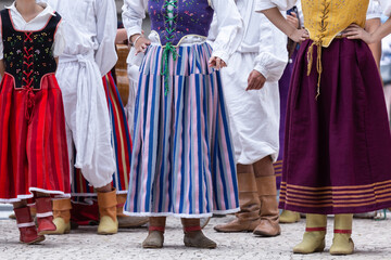 Close up of clothes of the traditional folklore of Madeira Island, Bailinho da Madeira.