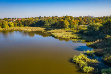 Beautiful lake in Gdansk during autumn, Poland