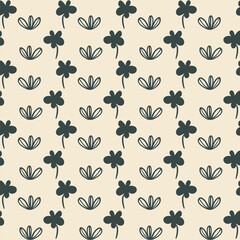 Vector stylized hand drawn flowers seamless pattern
