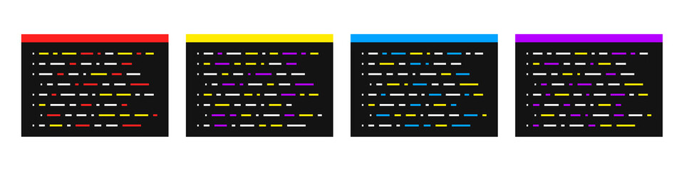 Programming. Coding. Development and software. Web. SEO. Flat style. Vector illustration