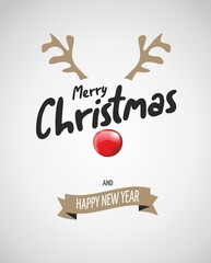 Antler christmas card template design on white background