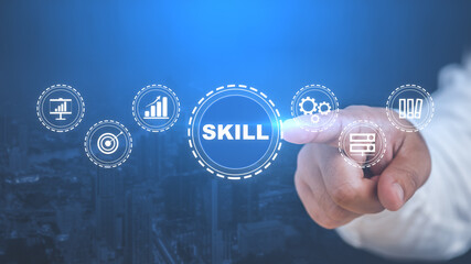 Skills Education Learning Personal development Competency Business concept.