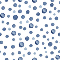 Watercolor seamless pattern abstract background. Hand painted indigo drop illustration.