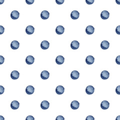 Indigo watercolor seamless pattern abstract background. Hand drawn round drop illustration.