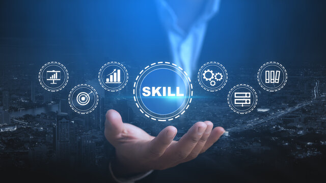 Skills Education Learning Personal development Competency Business concept.