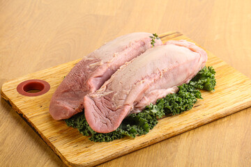 Raw pork tongue for cooking