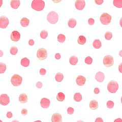 Watercolor round drop seamless pattern abstract background. Hand painted illustration.