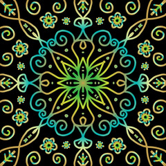 Hand draw of mandala with floral ornament pattern.