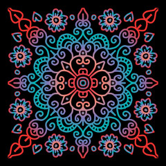 Hand draw of mandala with floral ornament pattern.