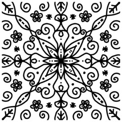 Hand draw of mandala with floral ornament pattern.