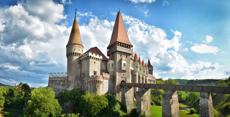 Fototapeta na wymiar Hunyad Castle - Corvin's Castle in Hunedoara, Romania.