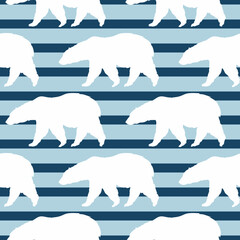 Polar bear striped seamless pattern background Animal logo icon sign Modern design for textile Cartoon children's style Fashion print clothes apparel greeting invitation card cover flyer poster banner