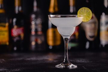 Cocktail Daiquiri with rum, lime juice and sugar.