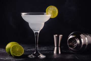 Cocktail Daiquiri with rum, lime juice and sugar.