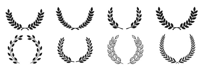 Circular laurel foliate vector icon