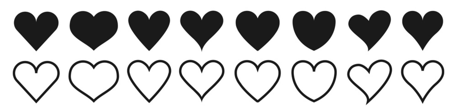 Various simple red vector heart love icon