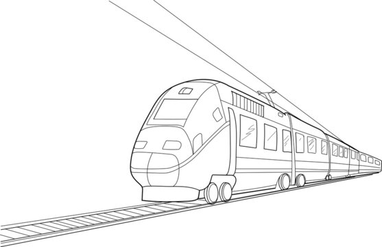Simple and realistic train line drawing - Stock Illustration [84566198] -  PIXTA