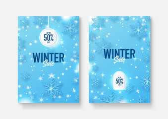 Naklejka premium Winter christmas sale cover design background. Vector Illustration. Collection of abstract background designs, winter sale, social media promotional content.