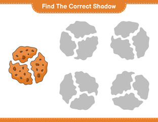 Find the correct shadow. Find and match the correct shadow of Cookie. Educational children game, printable worksheet, vector illustration