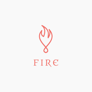 Simple Fire Flame Burn Torch logo design