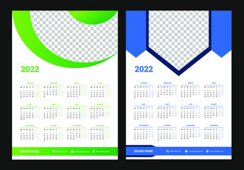 Calendar 2022 corporate design. New year 2022 calendar design 