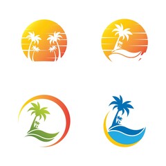 Fototapeta na wymiar Palm tree summer icon set