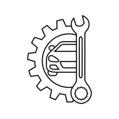 Auto repair icon vectot. Car repair illustration sign. workshop symbol or logo.