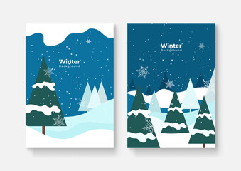 Collection of abstract background designs, winter sale, social media promotional content. Vector illustration