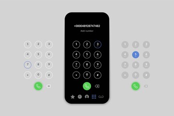 Phone call dial. Realistic mobile phone screen with number pad dial buttons, user interface display design. Vector graphic © Yelyzaveta