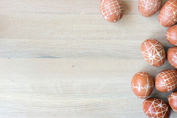 easter eggs on wooden background
