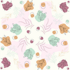 Hand drawn abstract leaves pattern