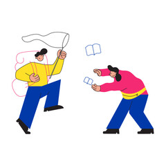 Manager giving training to female employee