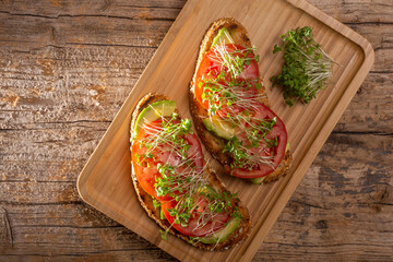 Germinated seeds. Sprouts and food.