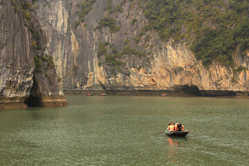 Fototapeta na wymiar Halong Bay caves, cliffs and grottoes, Vietnam