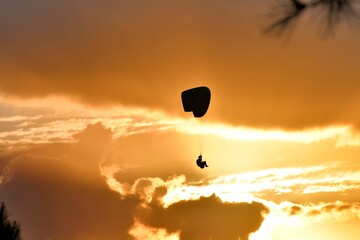 paragliding at sunset at the 