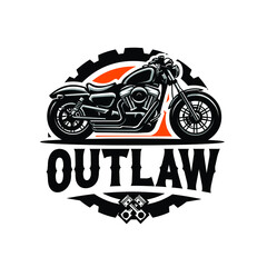 American motorcycle club logo template, gear and crossing piston concept 