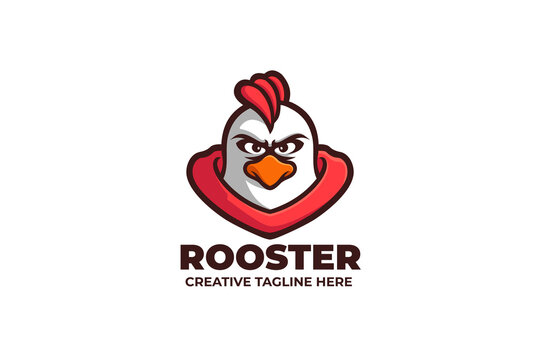 Angry Rooster Chicken Mascot Character Logo