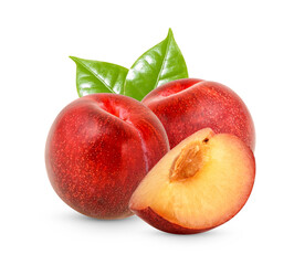 Fresh Red plum  isolated on white background