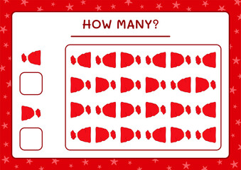 How many santa claus red bag, game for children. Vector illustration, printable worksheet