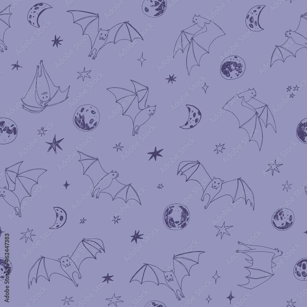 Wall mural Halloween bats animals seamless vector pattern