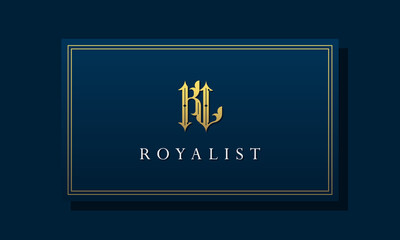 Royal vintage intial letter KL logo.