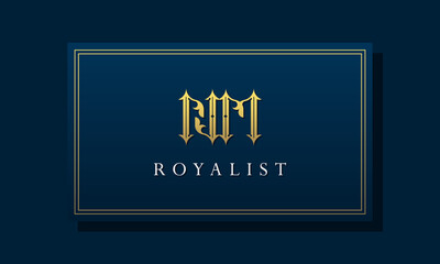 Royal vintage intial letter NM logo.