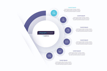Six option circle infographic design template. Vector illustration